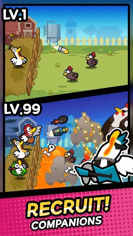 鸭与鸡闲置防御游戏截图